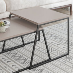 Decortie Pal Modern Coffee Table 88Cm Multipurpose Open Shelf Mocha Grey Living Room H 38Cm - thumbnail 8