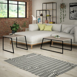 Decortie Pal Modern Coffee Table 88Cm Multipurpose Open Shelf Mocha Grey Living Room H 38Cm - thumbnail 7