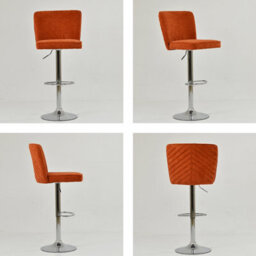 Lakeland Furniture Penwith Orange Fabric Chrome Fixed Base Bar Stool - thumbnail 2