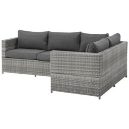 Beliani Garden Corner Sofa With Table 4 Seater Avola Left Hand Pe Rattan Grey - thumbnail 5
