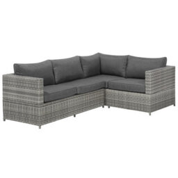 Beliani Garden Corner Sofa With Table 4 Seater Avola Left Hand Pe Rattan Grey - thumbnail 4