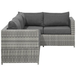 Beliani Garden Corner Sofa With Table 4 Seater Avola Left Hand Pe Rattan Grey - thumbnail 6