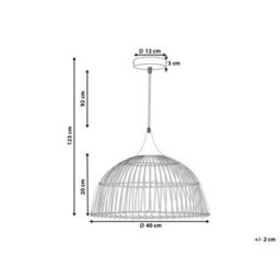 Wyld And Coco Aura Home Pendant Lamp Beige Rattan Open-Weave Shade With Black Cord, W40 X H20Cm - thumbnail 4