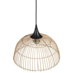 Wyld And Coco Aura Home Pendant Lamp Beige Rattan Open-Weave Shade With Black Cord, W40 X H20Cm - thumbnail 5
