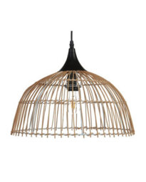 Wyld And Coco Aura Home Pendant Lamp Beige Rattan Open-Weave Shade With Black Cord, W40 X H20Cm - thumbnail 3