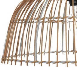 Wyld And Coco Aura Home Pendant Lamp Beige Rattan Open-Weave Shade With Black Cord, W40 X H20Cm - thumbnail 6