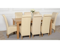 That's Furniture Oslo 180 X 90 Cm Large Oak Dining Table And 8 Chairs Dining Set With Montana Ivory Leather Chairs - thumbnail 3