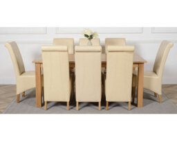 That's Furniture Oslo 180 X 90 Cm Large Oak Dining Table And 8 Chairs Dining Set With Montana Ivory Leather Chairs - thumbnail 2