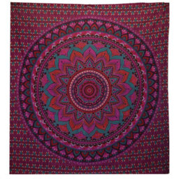 Double Cotton Bedspread & Wall Hanging - Classic Mandala In Purple
