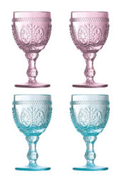 Orsina Elegant Set Of Four Pink And Blue Glasses, Practical Champagne Glasses, Durable Drink Glasses For House