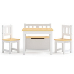 Walplus 4 Piece Children Table And Chair Set White And Beige Mdf - thumbnail 3