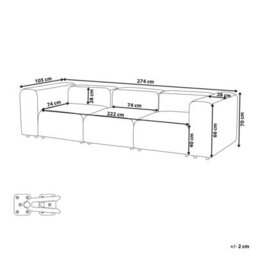 Beliani Modular Sofa 3 Seater Falsterbo Corduroy Off-White - thumbnail 3