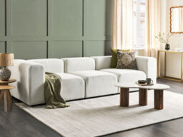 Beliani Modular Sofa 3 Seater Falsterbo Corduroy Off-White - thumbnail 2