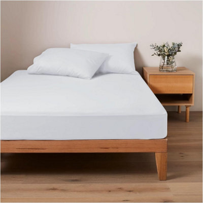 Gc Gaveno Cavailia Plain Dyed Fitted Bedsheet Single White Super Soft & Comfy Non Iron Fitted Sheet - image 1