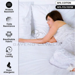 Gc Gaveno Cavailia Plain Dyed Fitted Bedsheet Single White Super Soft & Comfy Non Iron Fitted Sheet - thumbnail 3