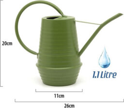 Ckb Ltd Decorative Green Galvanized Ribbed Farmhouse Style Indoor Watering Can With Narrow Spout Small 1.1L (Olive Green) - thumbnail 4