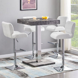 Furniture in Fashion Topaz Concrete Effect Bar Table With 4 Candid White Stools - thumbnail 1