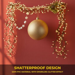 Shatchi 25Cm Cream Glitter Christmas Bauble - Christmas Tree & Home Décor Ornament - thumbnail 6
