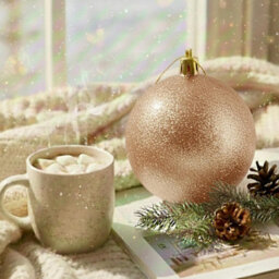 Shatchi 25Cm Cream Glitter Christmas Bauble - Christmas Tree & Home Décor Ornament - thumbnail 3
