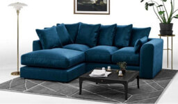 Sofaselectionuk Ltd Plush Velvet 4 Seater Right Hand Corner Sofa In Blue Colour - thumbnail 3