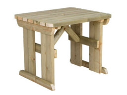 Arbor Garden Solutions Wooden Garden Table, Hollies Rounded Outdoor Pinic Dining Desk (3Ft, Natural Finish) - thumbnail 1