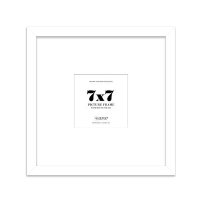 "7X7"" White Picture Frame - 7X7"" Square Frame With 4X4"" Mount For 7X7""/4X4"" Pictures Classic Style Thin Edge, 1 Pack" - image 1