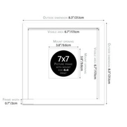 "7X7"" White Picture Frame - 7X7"" Square Frame With 4X4"" Mount For 7X7""/4X4"" Pictures Classic Style Thin Edge, 1 Pack" - thumbnail 2