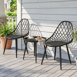 Black 3-Piece Outdoor Bistro Set Round Table & 2 Chairs - thumbnail 5