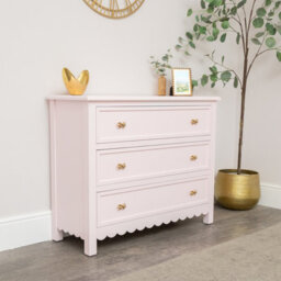 Melody Maison Large Scalloped 3 Drawer Chest Of Drawers - Staunton Pink Range - thumbnail 8