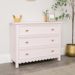 Melody Maison Large Scalloped 3 Drawer Chest Of Drawers - Staunton Pink Range - thumbnail 1