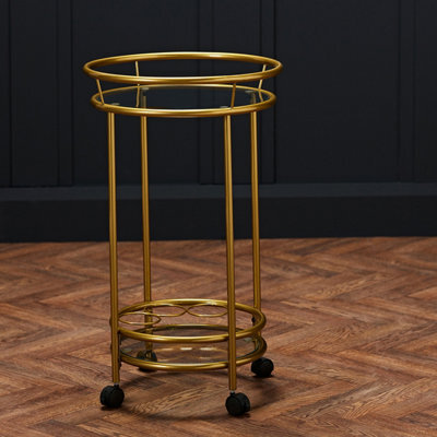 LPD Collins Glass Drinks Trolley Gold Finish With Sleek 1920S Style & Handy Wheels - image 1