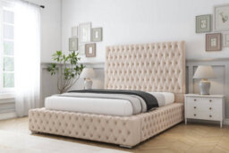 "Sloomy Ambassador Sand Naples Bed Frame With 50""  Upholstered Headboard 4'6 Double" - thumbnail 2