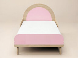 Flair Noah Single Curved Headboard Bed Oak & Pink - thumbnail 5