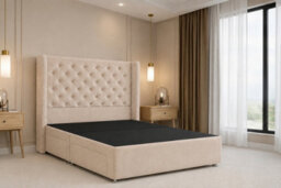 "Nexus Windsor Plush Divan, Pebble, 54"" Winged Hb, No Drawers, Open Coil Mattress, Super King" - thumbnail 3