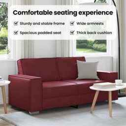 Vidaxl Sofa Chair Wine Red 180 X 78 X 84 Cm Artificial Leather - thumbnail 8