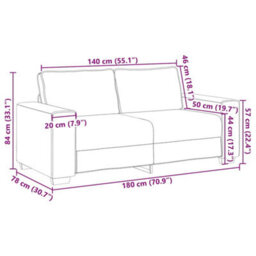 Vidaxl Sofa Chair Wine Red 180 X 78 X 84 Cm Artificial Leather - thumbnail 3