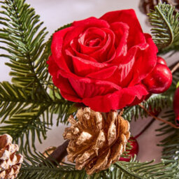 Dibor Brockham Rose Xmas Table Decoration Christmas Garland 1.8M - thumbnail 5