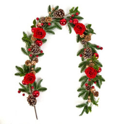 Dibor Brockham Rose Xmas Table Decoration Christmas Garland 1.8M - thumbnail 2