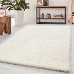 Wadan 80X150Cm Cream Shaggy Rug - Rectangular Soft Touch Thick Pile Modern Area Rug - Rugs For Living & Bedroom Non Shedding - thumbnail 1