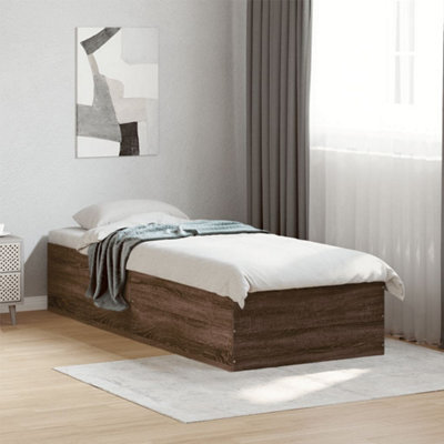 Berkfield Bed Frame Without Mattress Brown Oak 75X190 Cm Small Single Engineered Wood - image 1