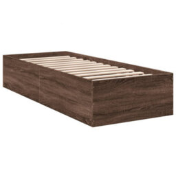 Berkfield Bed Frame Without Mattress Brown Oak 75X190 Cm Small Single Engineered Wood - thumbnail 6