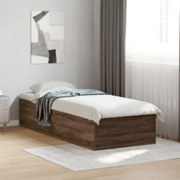 Berkfield Bed Frame Without Mattress Brown Oak 75X190 Cm Small Single Engineered Wood - thumbnail 1