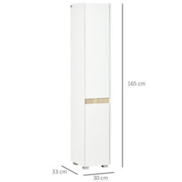 Kleankin 5-Tier Modern Tall Bathroom Cabinet With Adjustable Shelves White - thumbnail 3