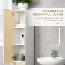 Kleankin 5-Tier Modern Tall Bathroom Cabinet With Adjustable Shelves White - thumbnail 5