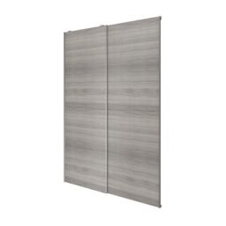 GoodHome Atomia Contemporary Panelled Non-Mirrored Matt Grey Oak Effect 2 Door Sliding Wardrobe Door Kit (H)2250mm (W)1500mm - thumbnail 2