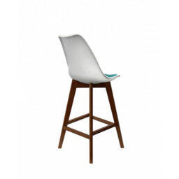 Fusion Living Soho White & Teal Plastic Bar Stool With Dark Wood Legs - thumbnail 4
