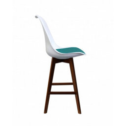 Fusion Living Soho White & Teal Plastic Bar Stool With Dark Wood Legs - thumbnail 5