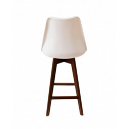 Fusion Living Soho White & Teal Plastic Bar Stool With Dark Wood Legs - thumbnail 3