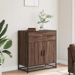 Berkfield Sideboard Brown Oak 68X35X76 Cm Engineered Wood And Metal - thumbnail 3