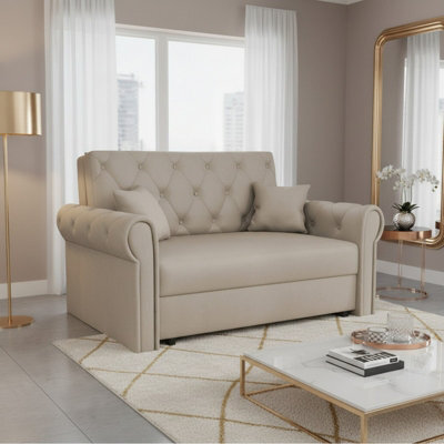 Viva Roma Ii Sofa Bed Has Sleep Function And Bedding Storage Polyurethane Foam Hr Foam Metal Legs 148X85X98Cm Beige - image 1